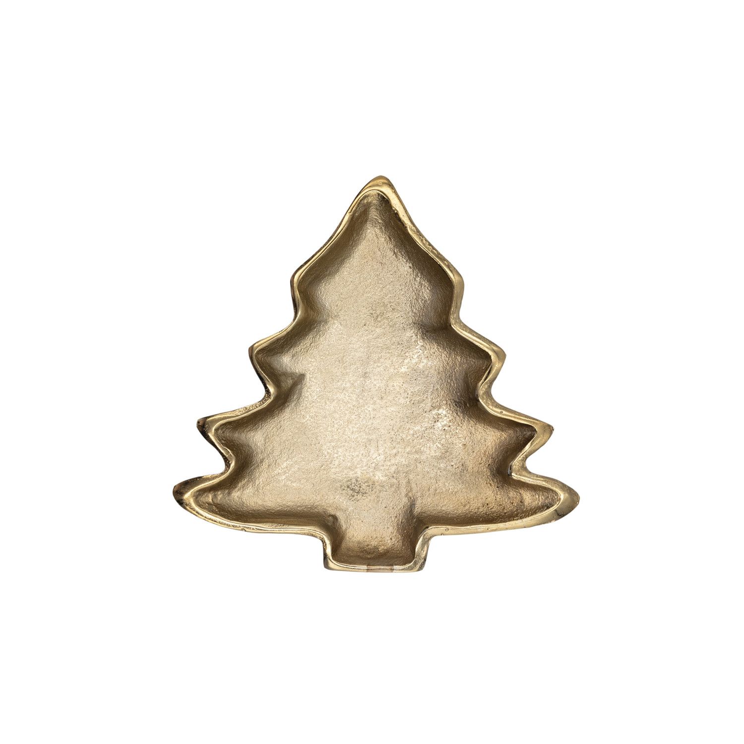 7" Cast Aluminum Tree Shaped Dish, Gold Finish