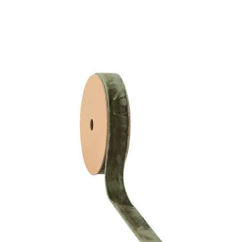 1" X10YD Velvet Ribbon OLIVE GREEN - Non Wired
