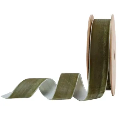 1" X10YD Velvet Ribbon OLIVE GREEN