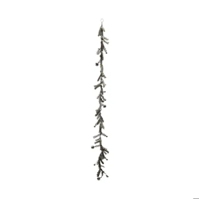* TINSEL GARLAND W BALL ORNAMENTS SILVER