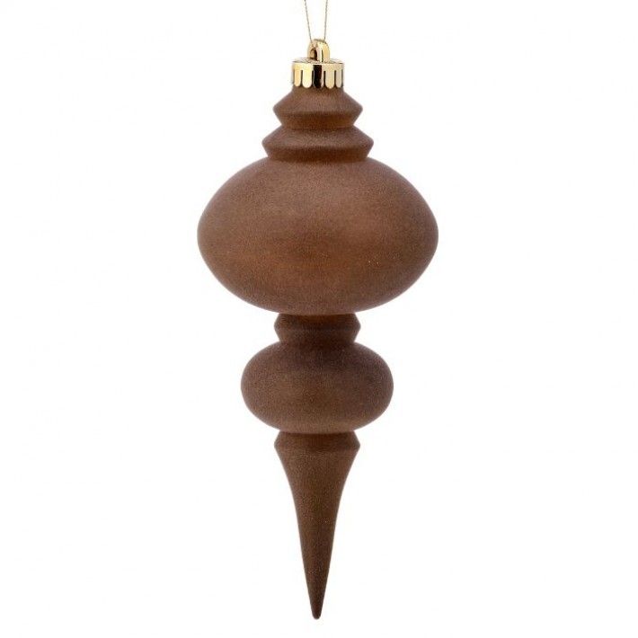 10" FLOCKED BROWN FINIAL ORNAMENT, EACH