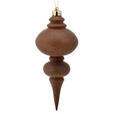 10" FLOCKED BROWN FINIAL ORNAMENT, EACH