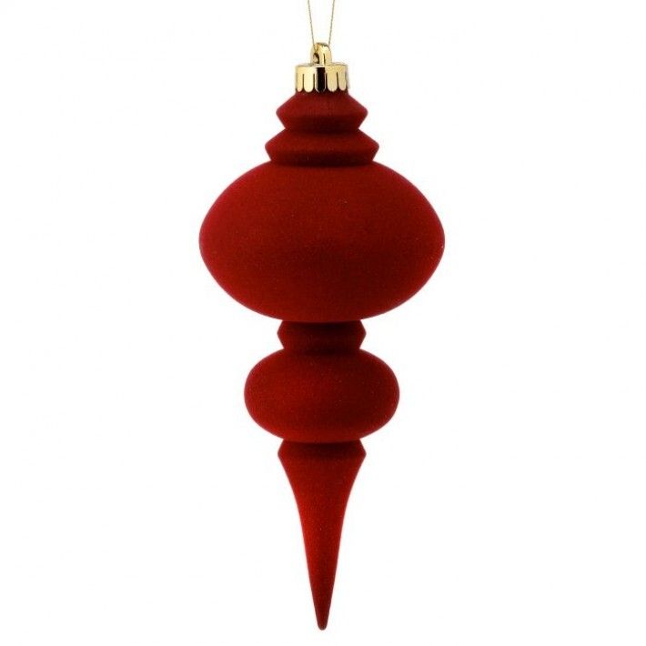 10" FLOCKED CRANBERRY FINIAL ORNAMENT, EACH