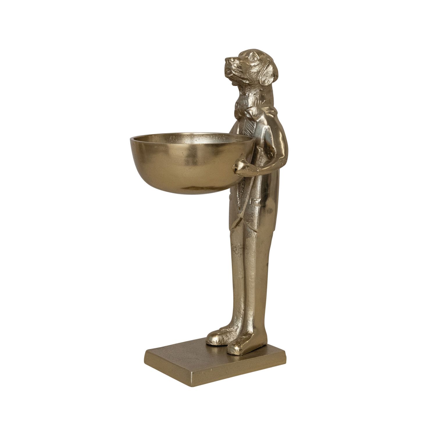 16" Gold Cast Aluminum Labrador Holding Bowl