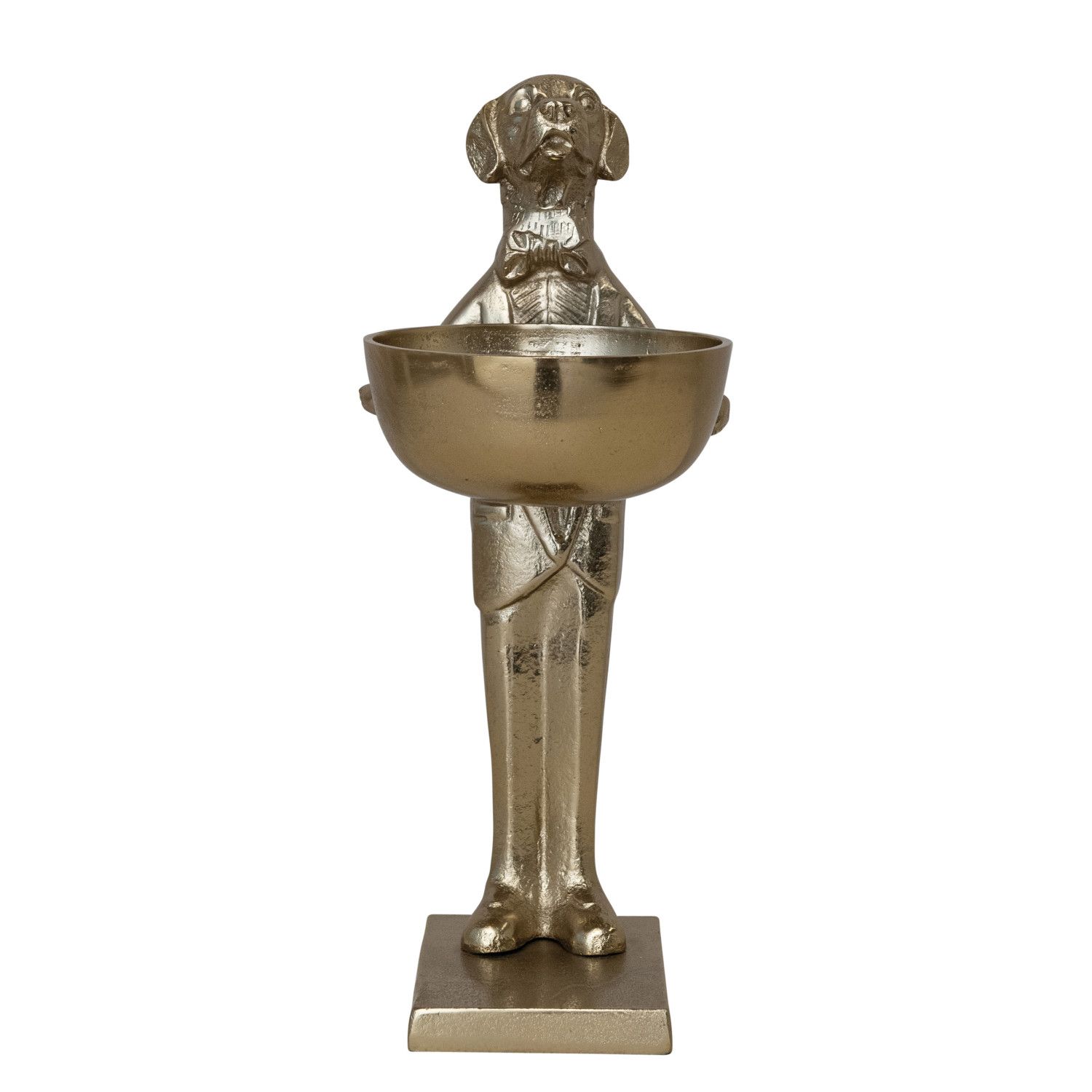 16" Gold Cast Aluminum Labrador Holding Bowl