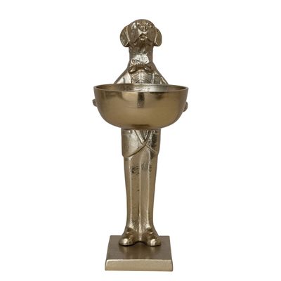16" Gold Cast Aluminum Labrador Holding Bowl