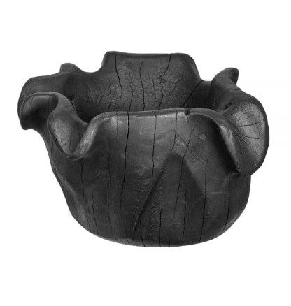 14" Black Teak Wood Bowl