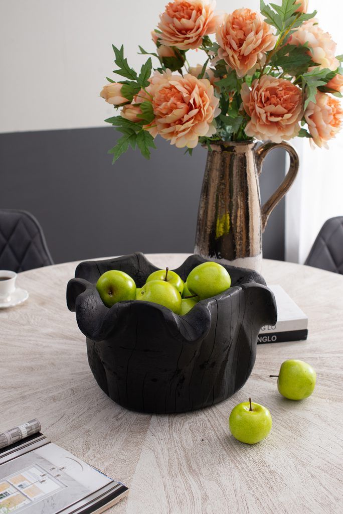 14" Black Teak Wood Bowl