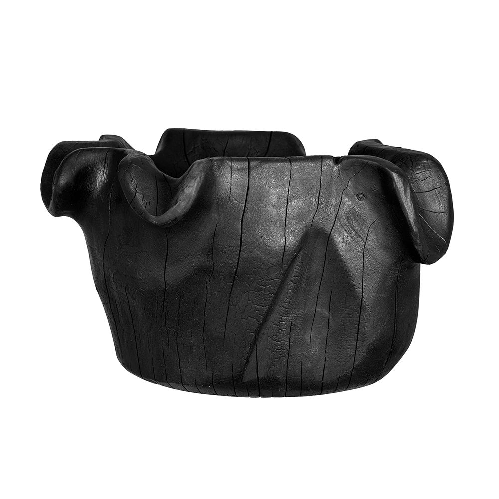 14" Black Teak Wood Bowl