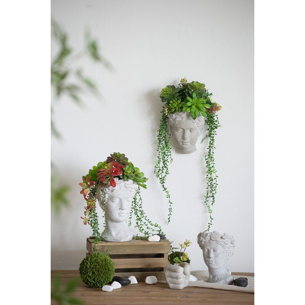 11"H CEMENT HEAD PLANTER
