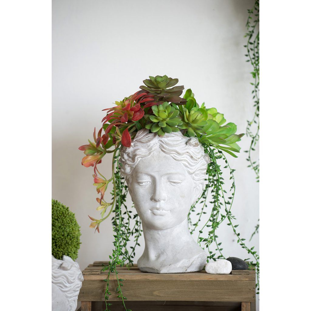 11"H CEMENT HEAD PLANTER