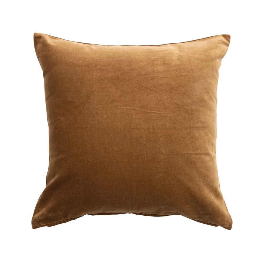 18" Cotton Velvet Pillow - Brown