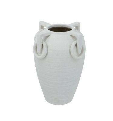 12" Vintage-Inspired White Ceramic Vase