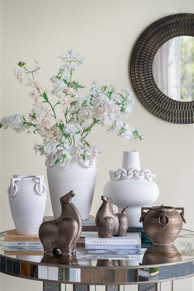 12" Vintage-Inspired White Ceramic Vase