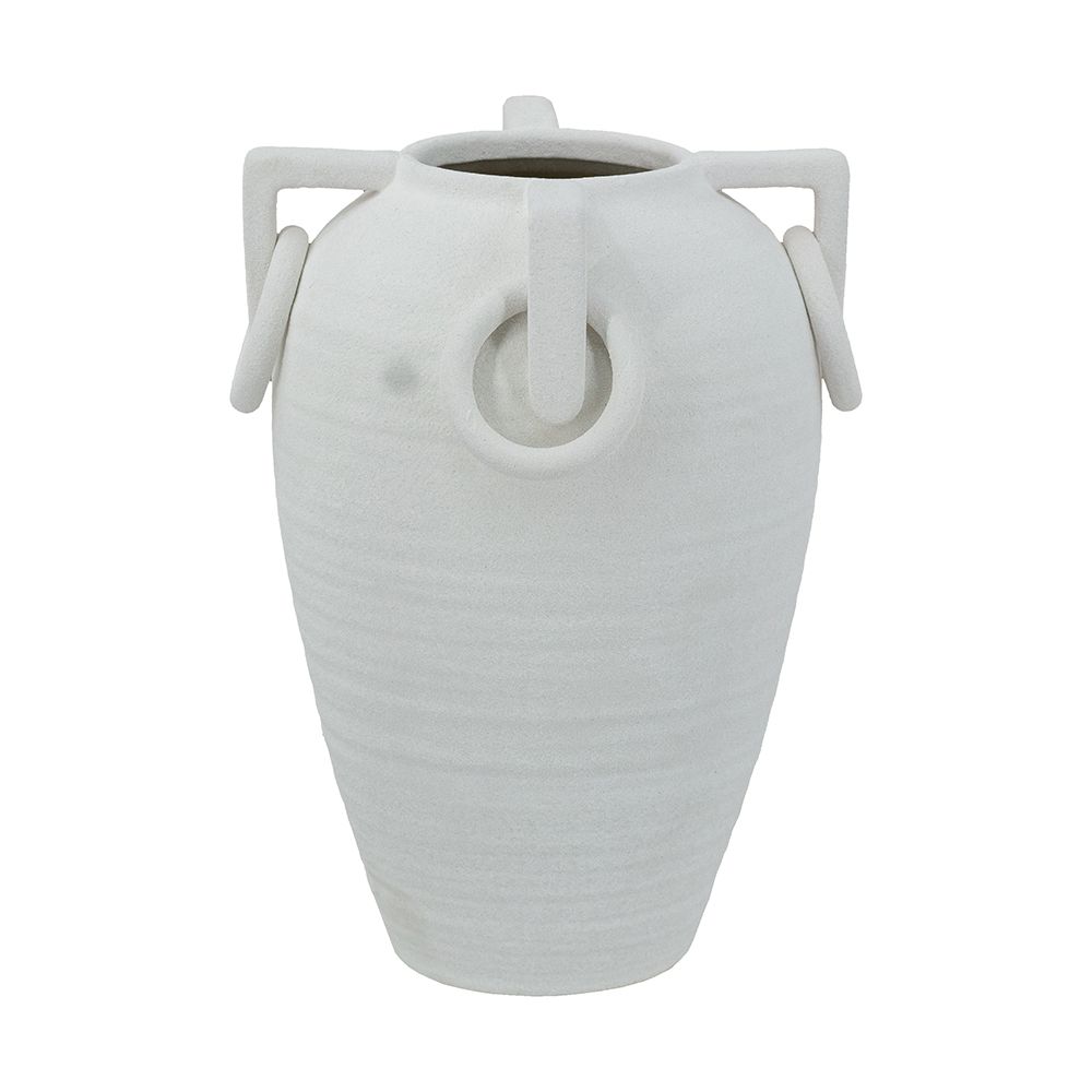 12" Vintage-Inspired White Ceramic Vase
