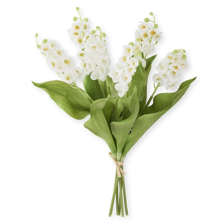 *15" White Real Touch Lily of The Valley Bundle