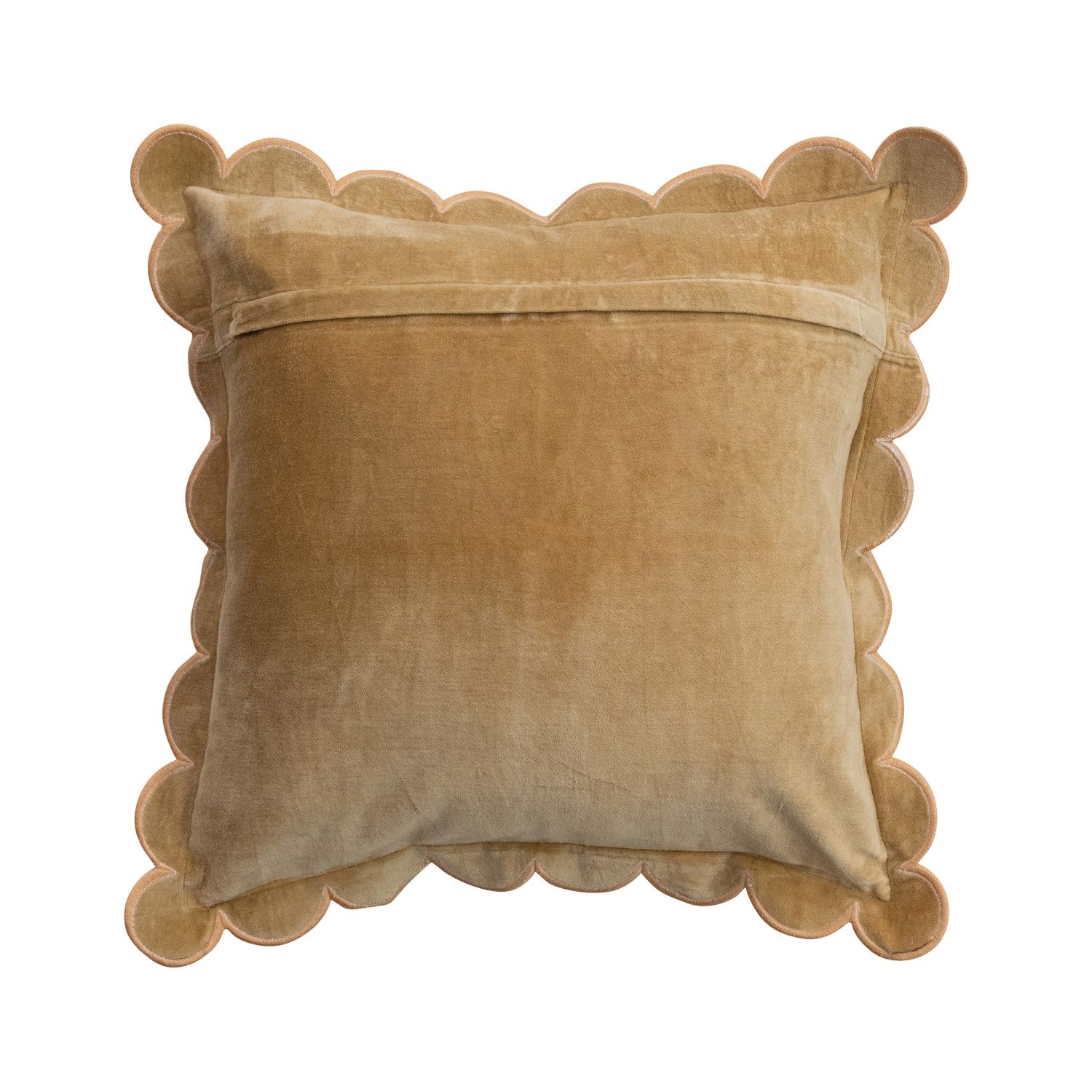18"  Velvet Pillow w/ Scalloped Flange Mustard Color