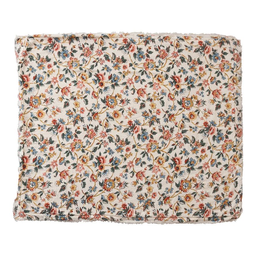 Floral Printed Throw w/ Sherpa Back