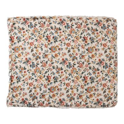 Floral Printed Throw w/ Sherpa Back