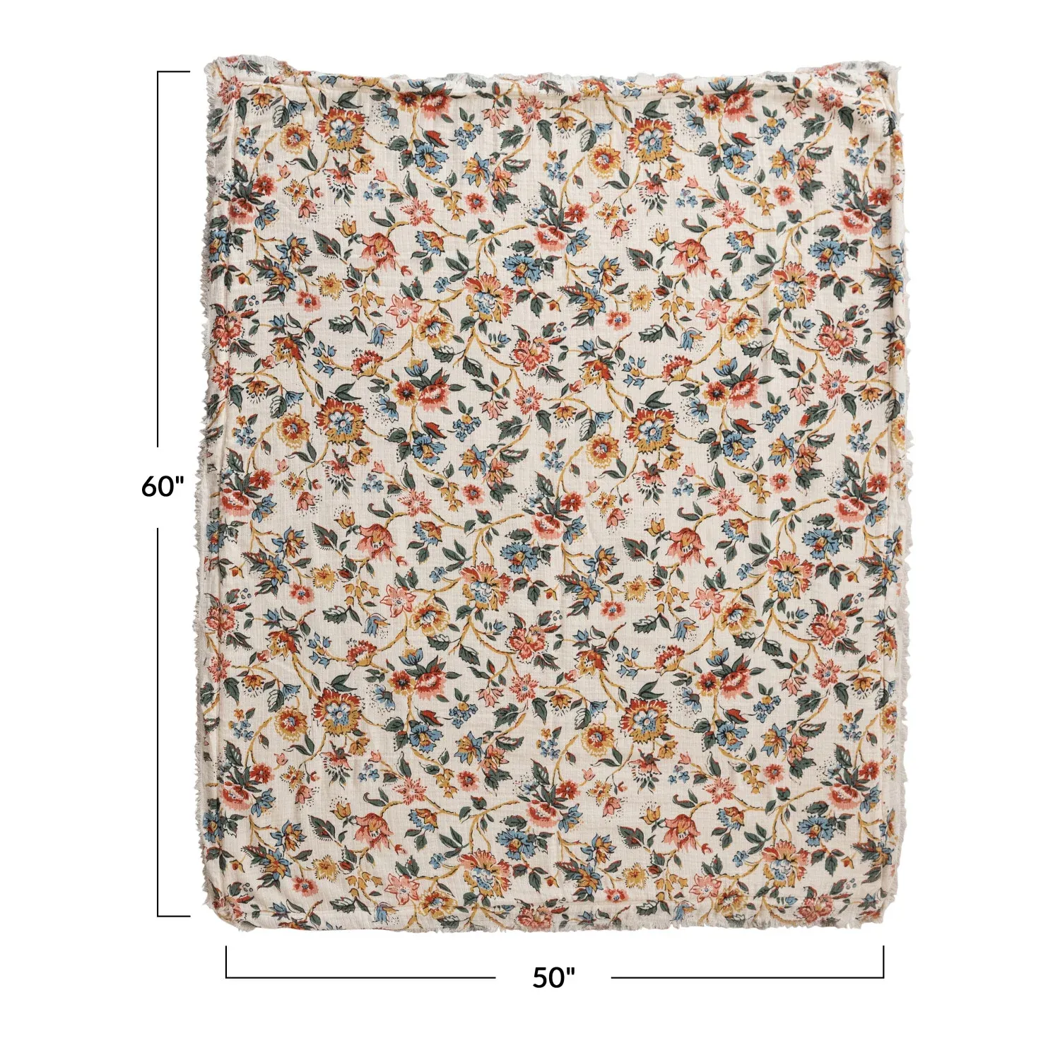 Floral Printed Throw w/ Sherpa Back