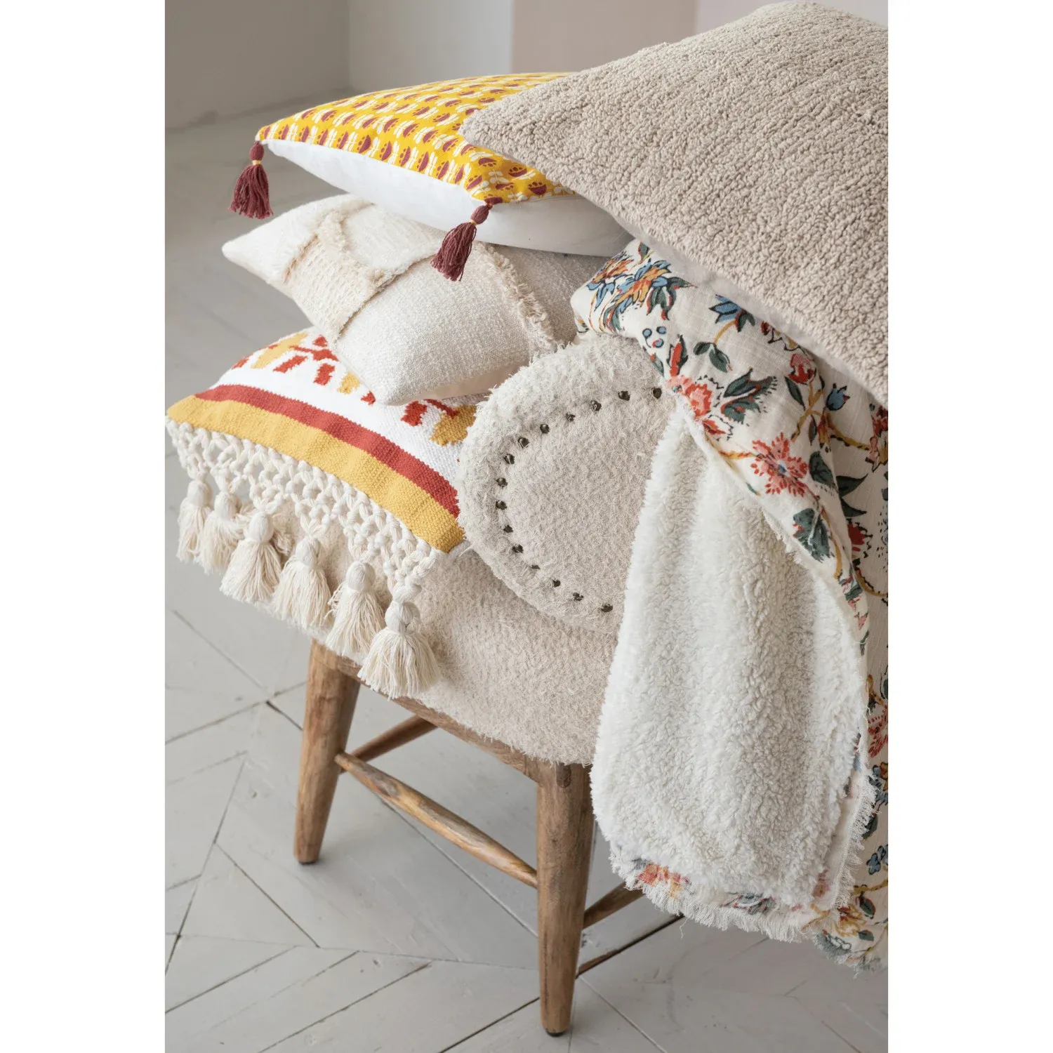 Floral Printed Throw w/ Sherpa Back