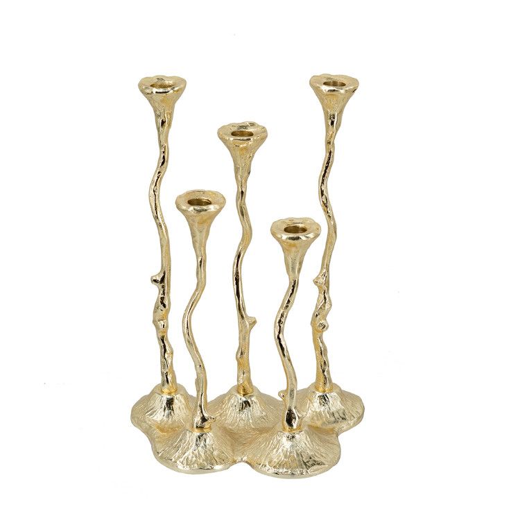 14" 5-Light Cast Aluminum Taper Candle Holder