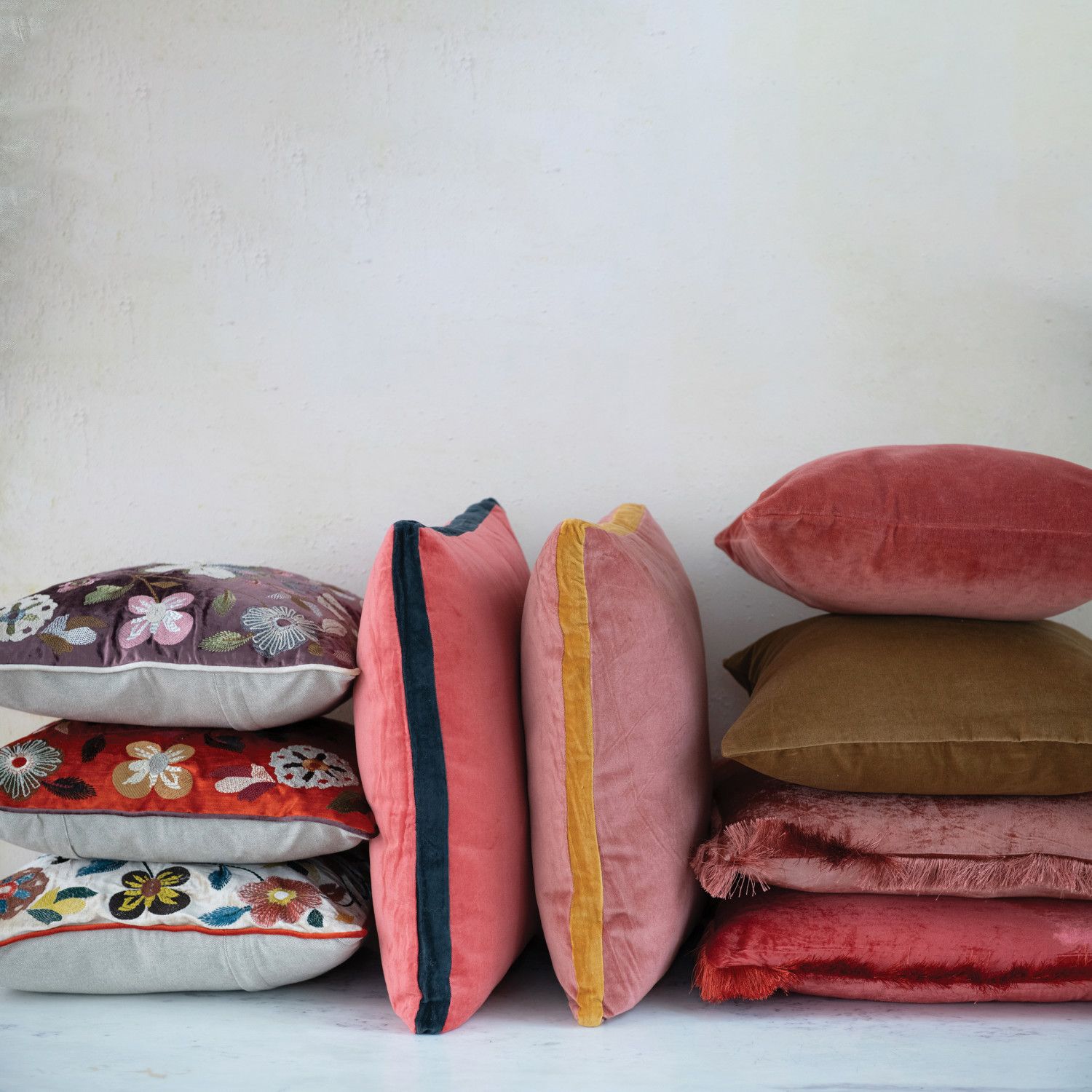 18" Cotton Velvet Pillow - Rust Color