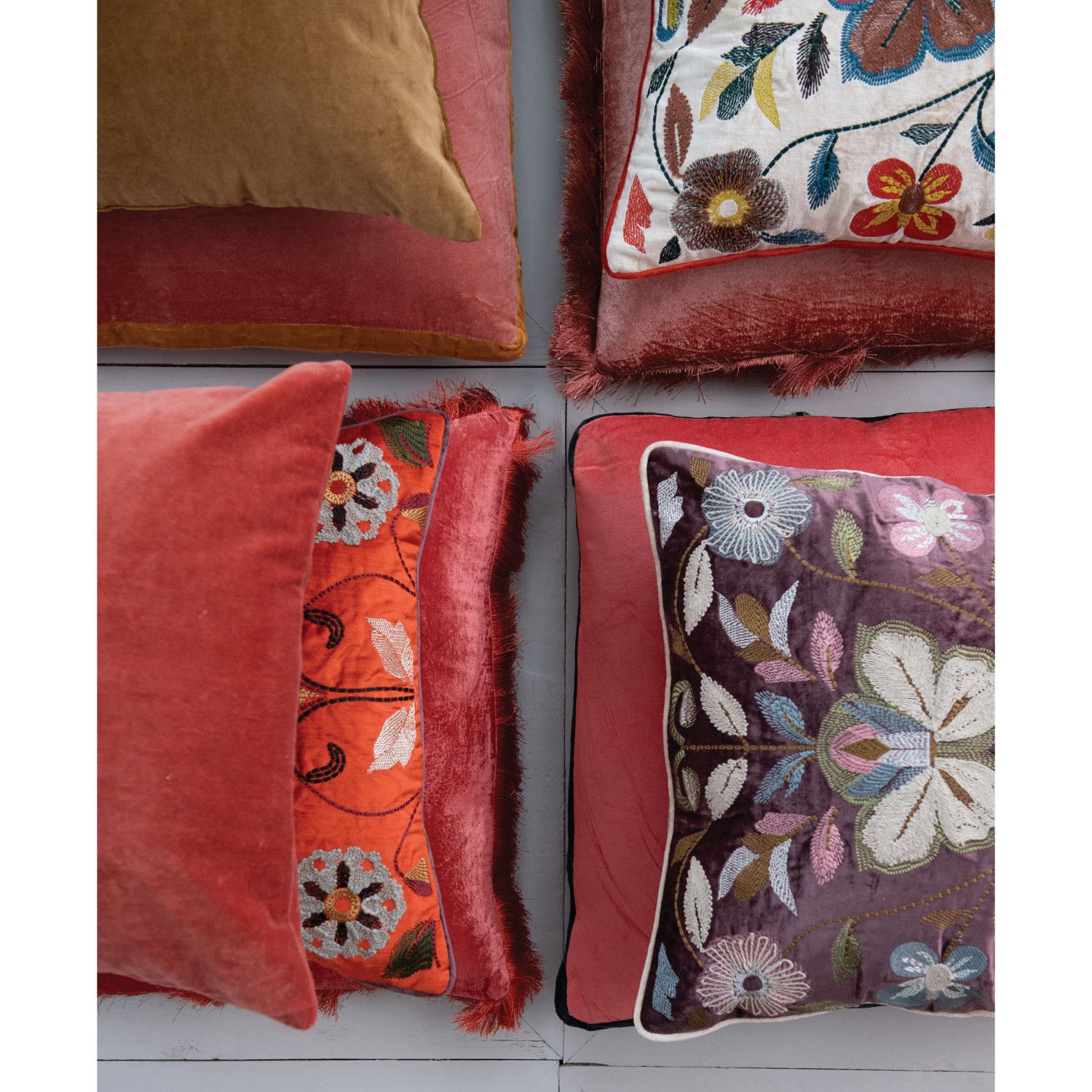 18" Cotton Velvet Pillow - Rust Color