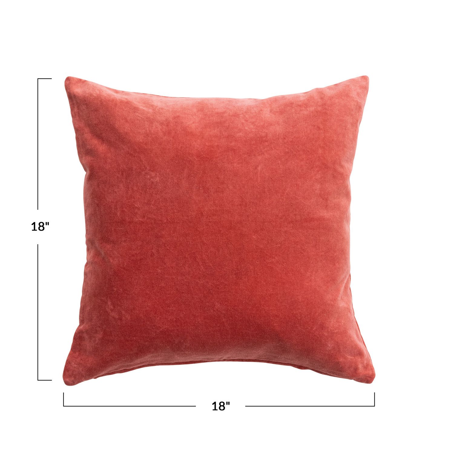 18" Cotton Velvet Pillow - Rust Color