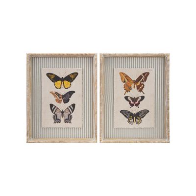 14x18 Framed Butterflies &amp; Striped Mat, 2 Styles