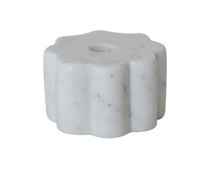 Marble Scalloped Taper Holder, White (Holds 1/2" Taper)