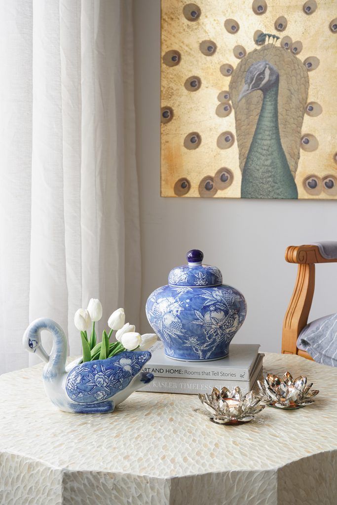 9" Blue And White Porcelain Lidded Jar