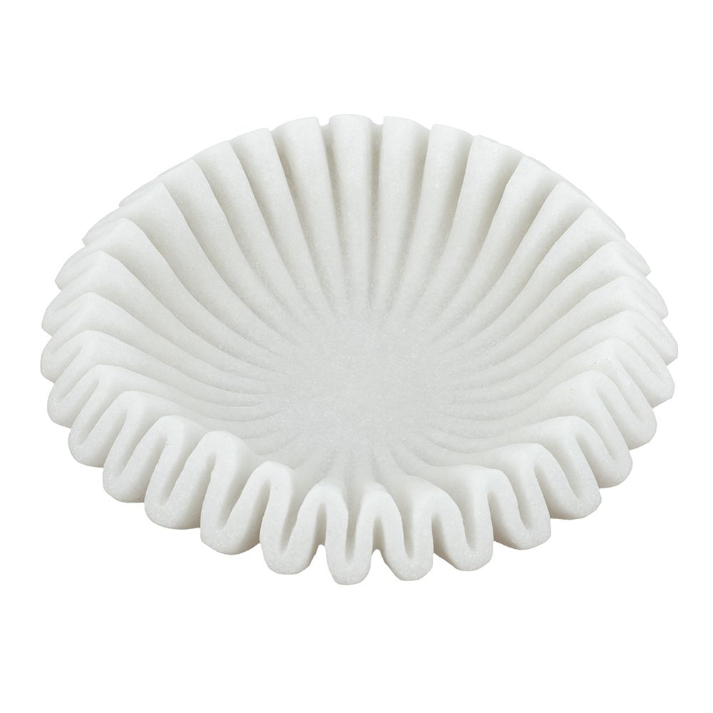 13" Wavy Sand and Resin Bowl with Textured White Finish