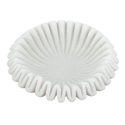 13" Wavy Sand and Resin Bowl with Textured White Finish