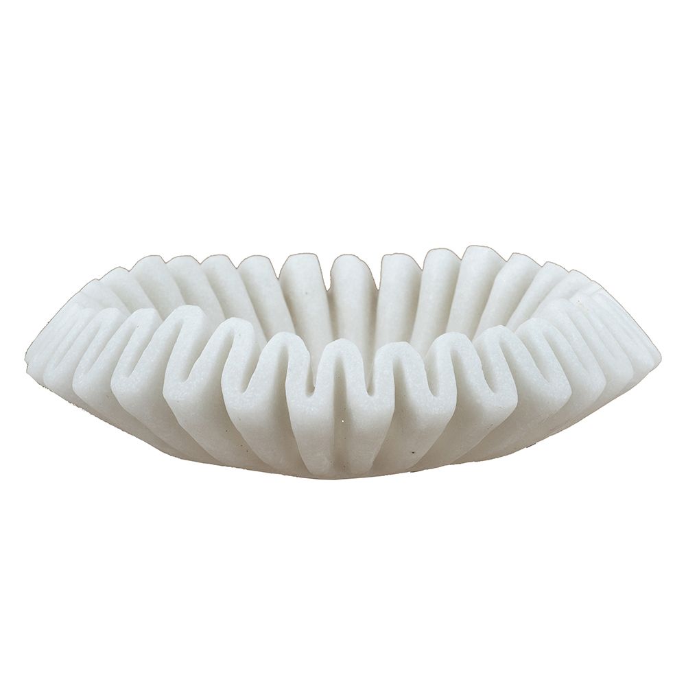 13" Wavy Sand and Resin Bowl with Textured White Finish