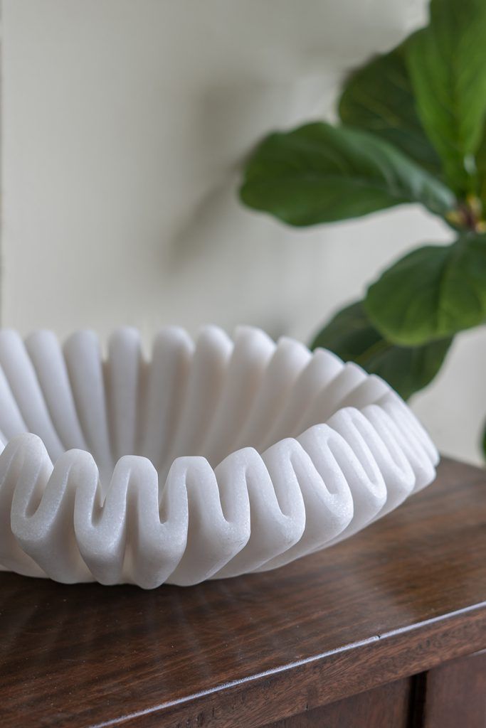 13" Wavy Sand and Resin Bowl with Textured White Finish
