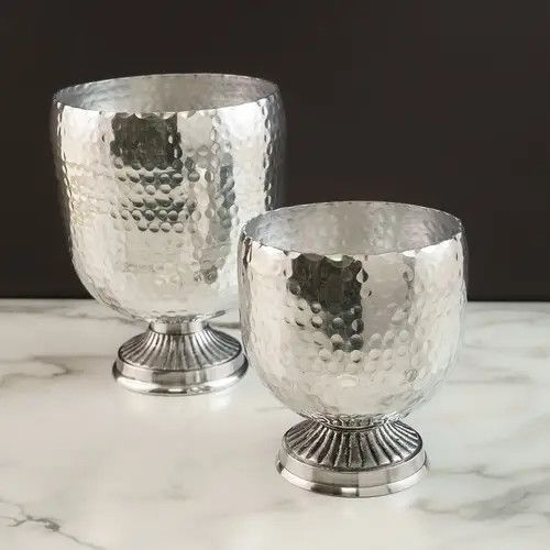 SMALL Aluminum Hammered Pedestal Wine Chiller