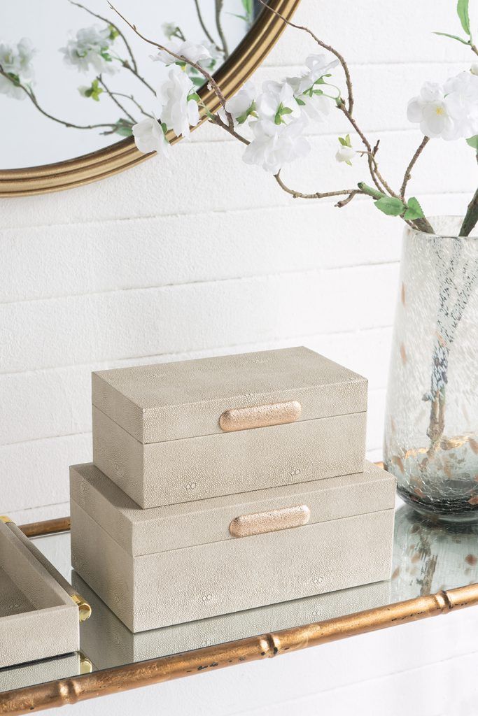 Large Gray Faux Leather Storage Box