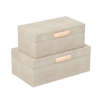 Large Gray Faux Leather Storage Box