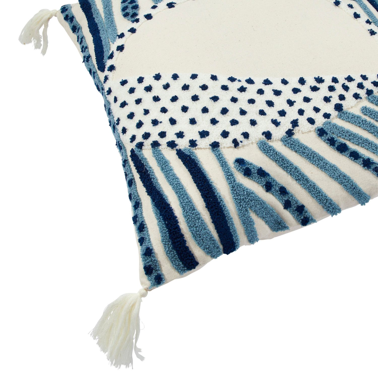 18in. Cotton Embroidered Pillow w/ Tassels