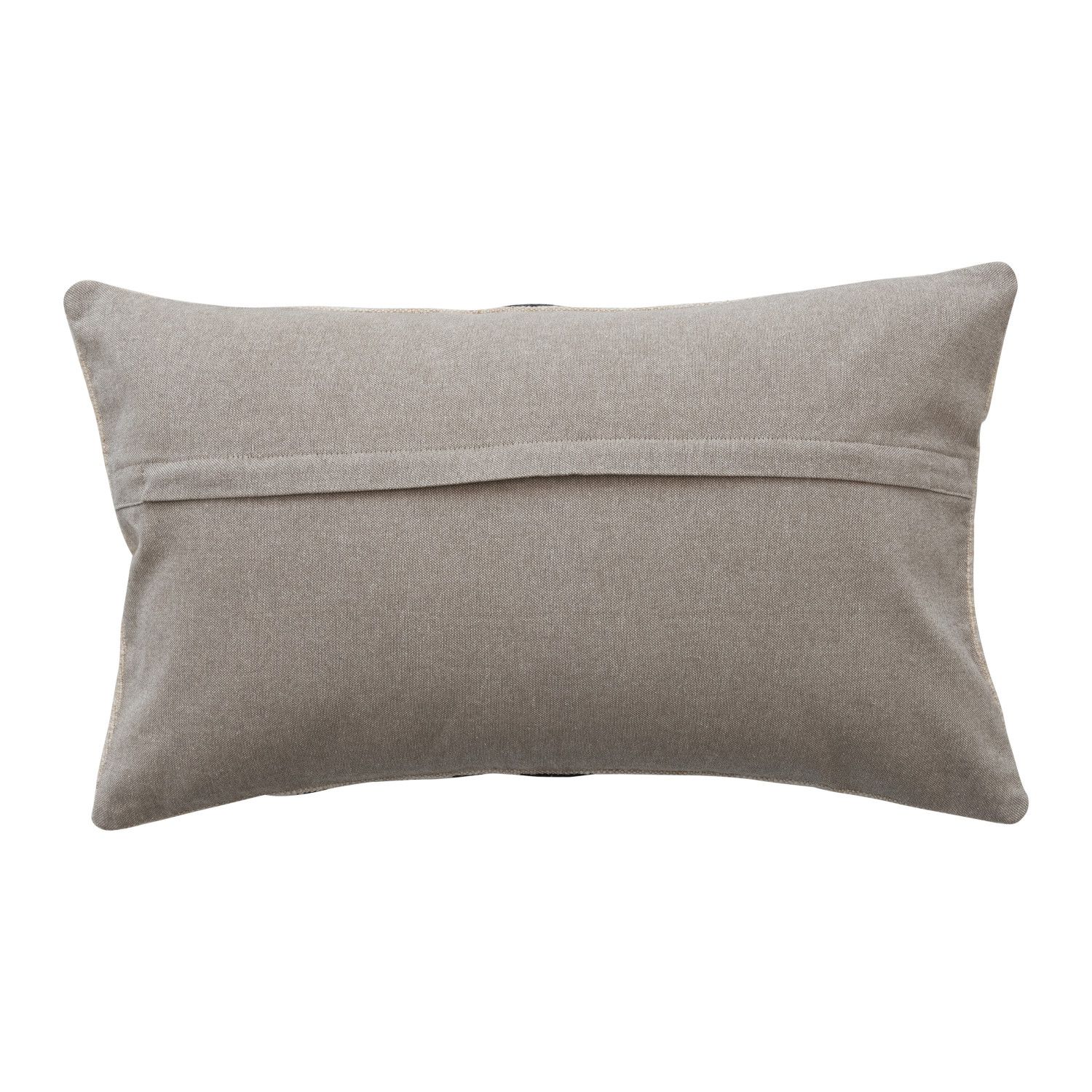 24x14 Black &amp; White Lumbar Pillow with Embroidered Line Design