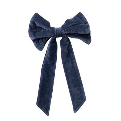 13" Navy  Velvet Clip-on Bow