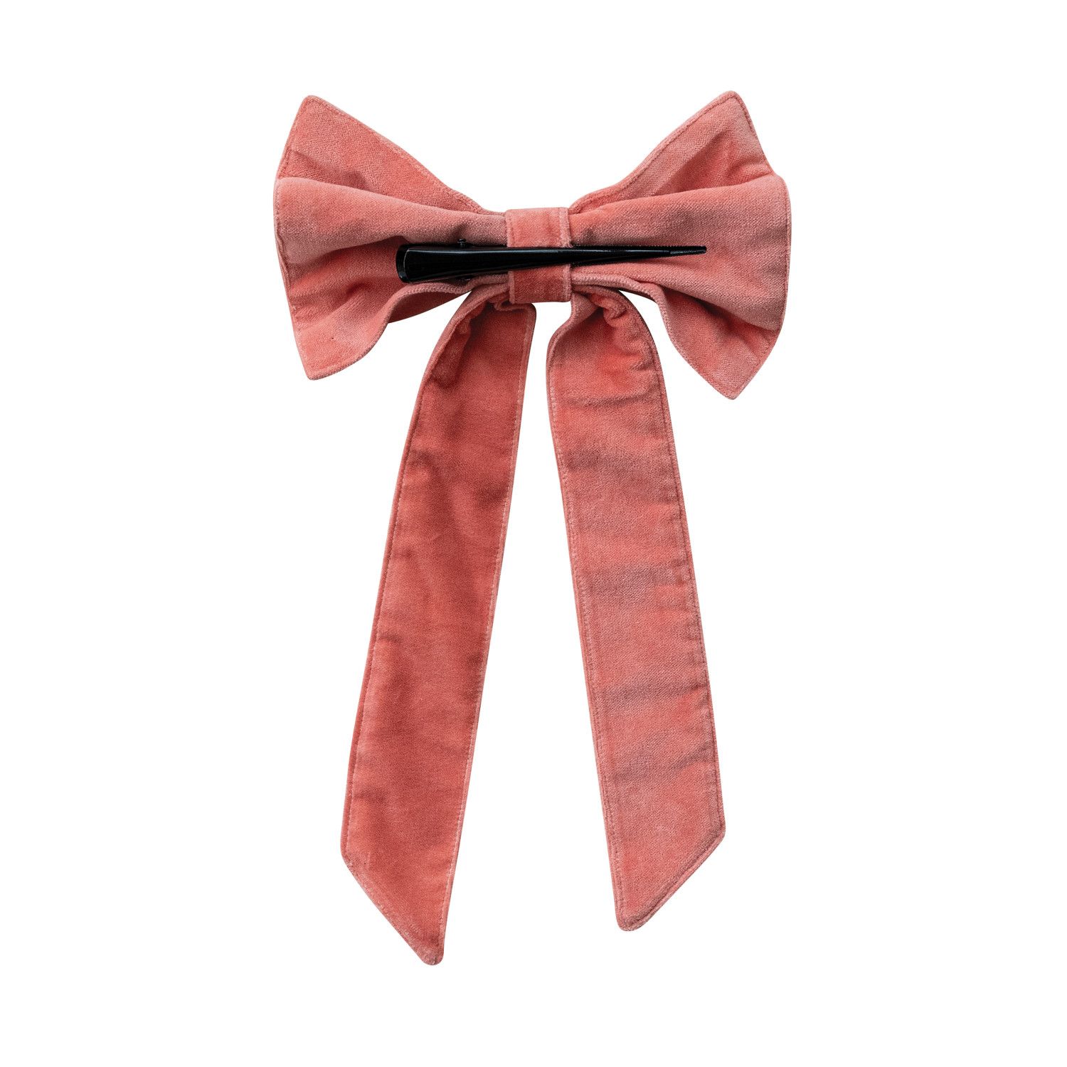 13" Coral  Velvet Clip-on Bow