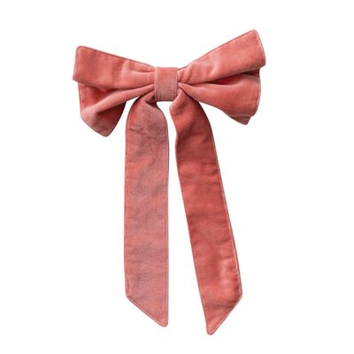13" Coral  Velvet Clip-on Bow