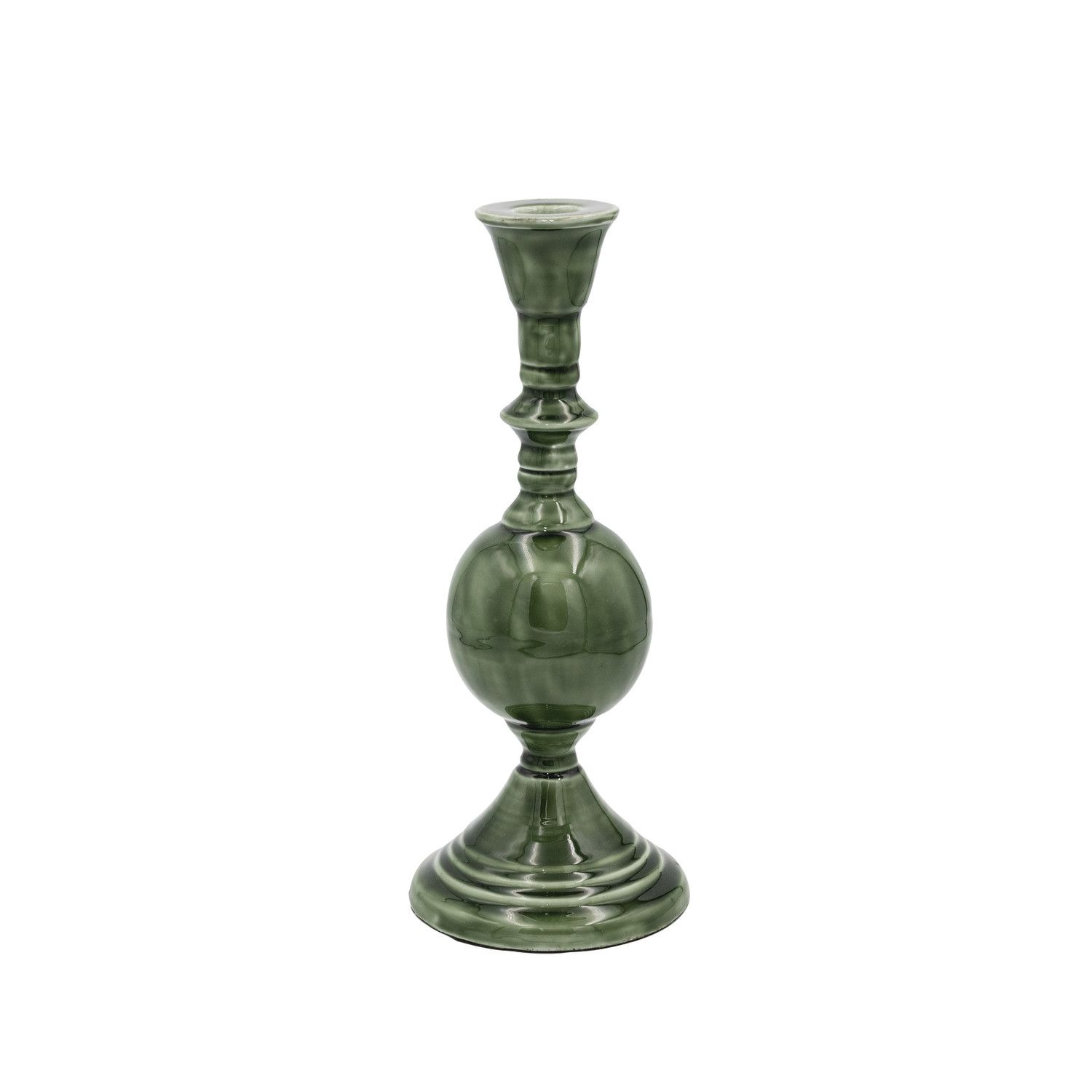 10"H Enameled Metal Taper Holder, Green