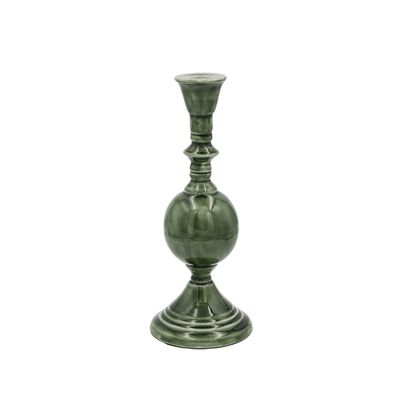 10"H Enameled Metal Taper Holder, Green