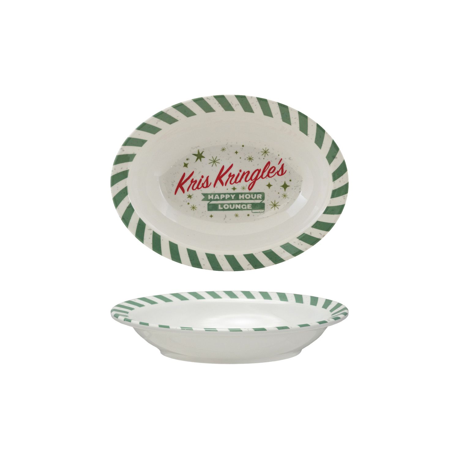 Melamine Serving Bowl with Striped Border