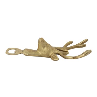 Deer Head Shaped Bottle Opener, Gold Finish