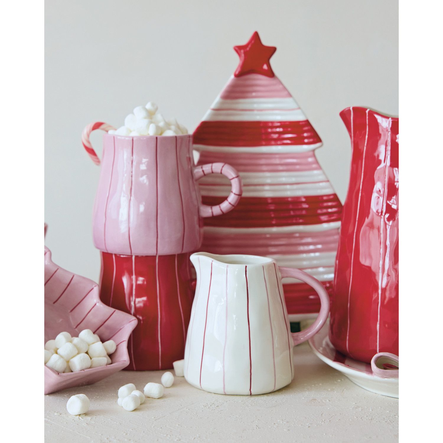 Stoneware Striped Tree Shaped Platter with Star