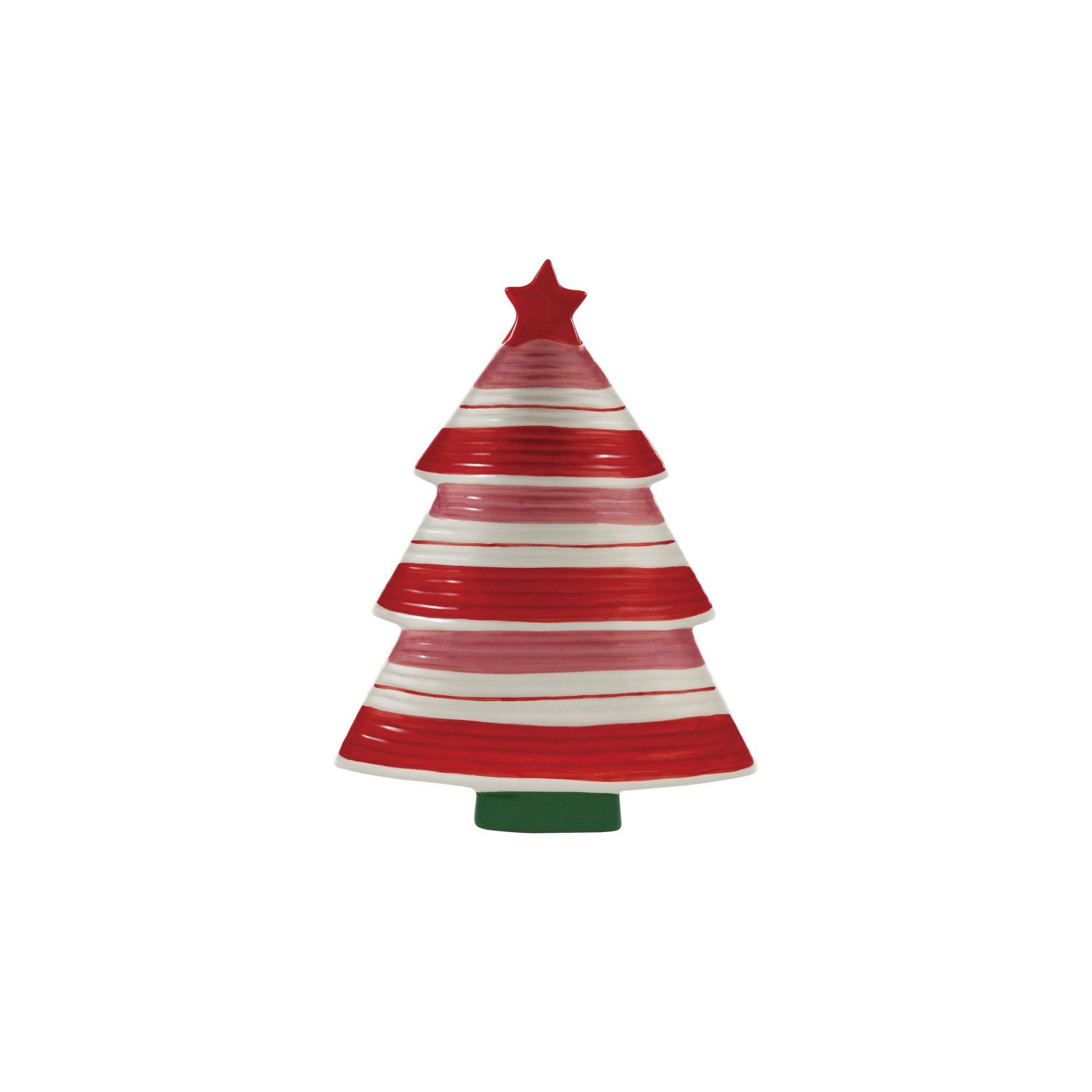 Stoneware Striped Tree Shaped Platter with Star